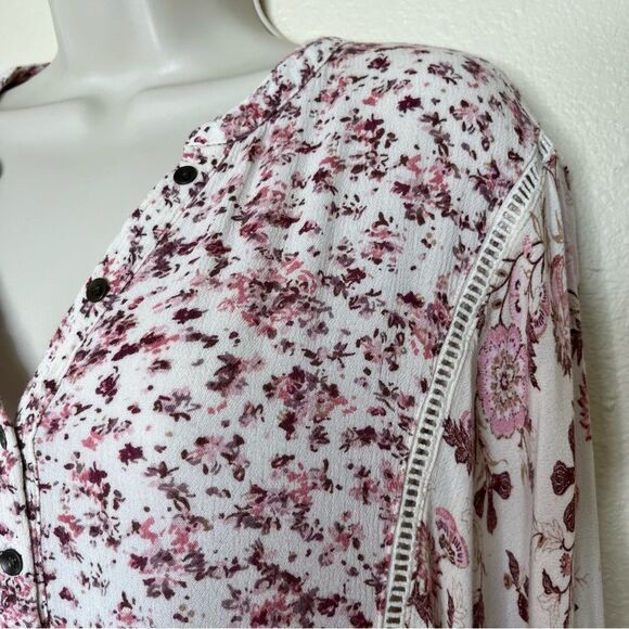 Knox Rose Floral Ditsy Print Boho Dusty Rose Popover Shift Dress Women Large - Picture 5 of 11